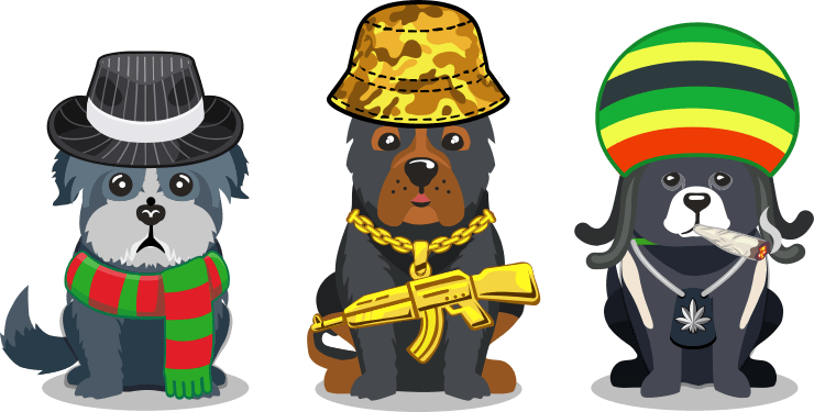 coin dogs with accessories
