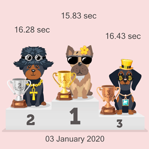 cryptocurrency dog race podium