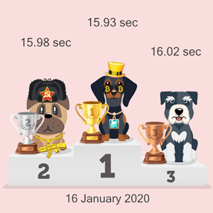 cryptocurrency dog race podium